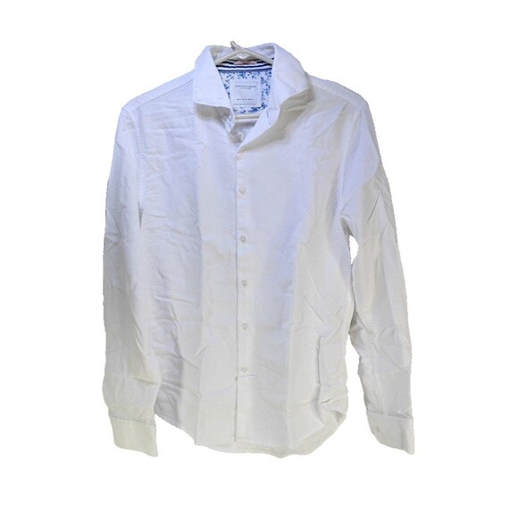 Denim & Flower White Waffle Knit Shirt Men M Long Sleeve Textured Casual Button - Picture 1 of 15